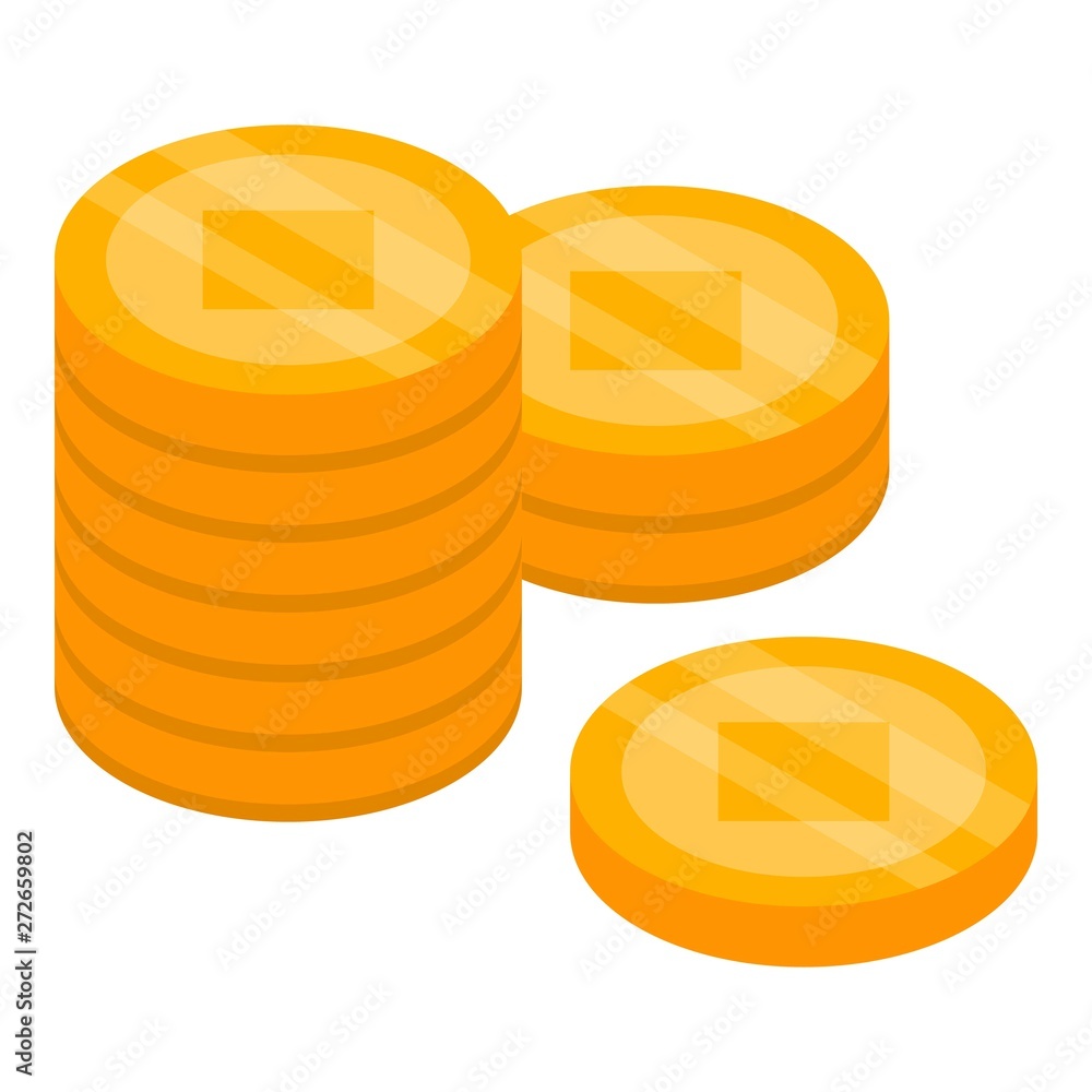 Poster gold coin stack icon. isometric of gold coin stack vector icon for web design isolated on white back