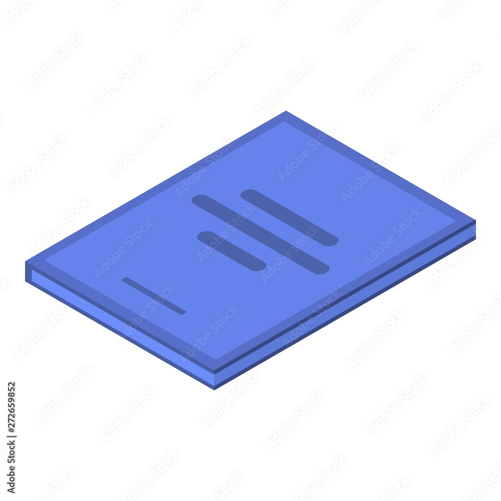 Poster paper blue notebook icon. isometric of paper blue notebook vector icon for web design isolated on wh