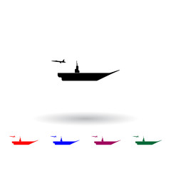 aircraft carrier multi color icon. Elements of army & war set. Simple icon for websites, web design, mobile app, info graphics