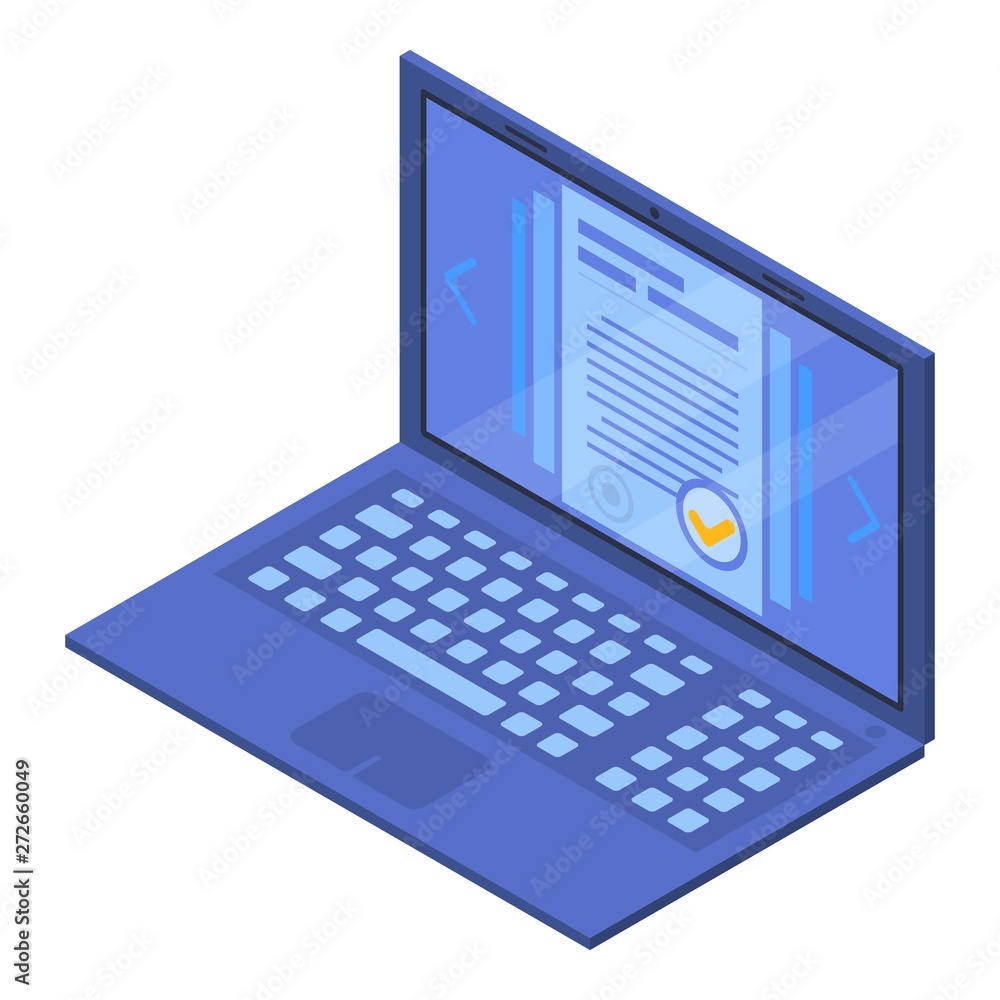 Poster user laptop icon. isometric of user laptop vector icon for web design isolated on white background