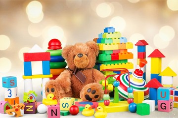 Toys collection isolated on white background