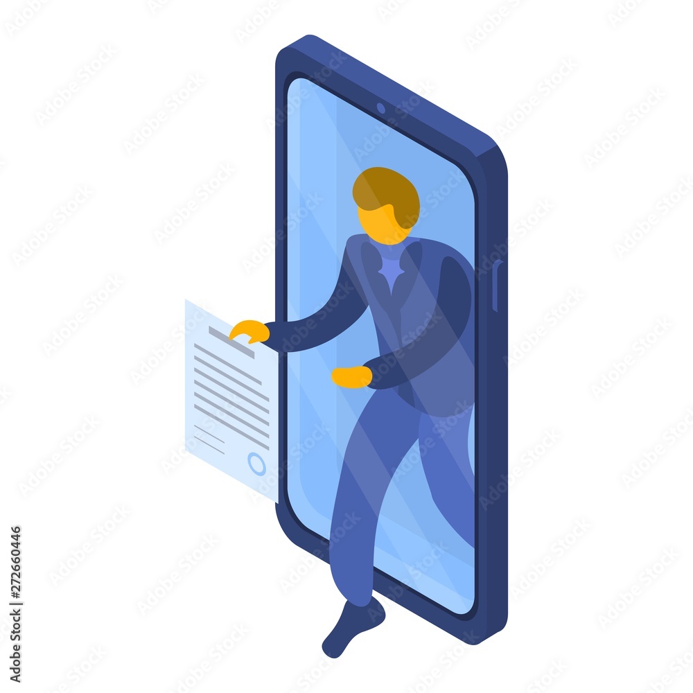 Aufkleber smartphone man signature icon. isometric of smartphone man signature vector icon for web design isol