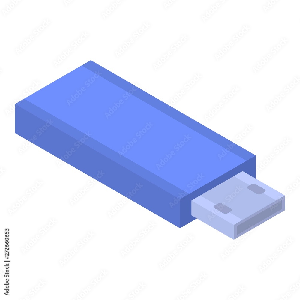 Poster usb flash icon. isometric of usb flash vector icon for web design isolated on white background
