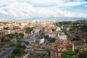 Fototapeta na wymiar Beautiful view of Rome from height, Italy