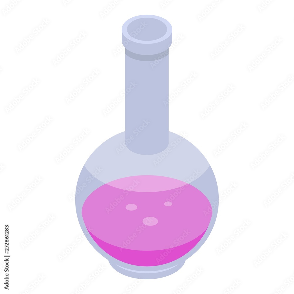 Aufkleber pink liquid flask icon. isometric of pink liquid flask vector icon for web design isolated on white 