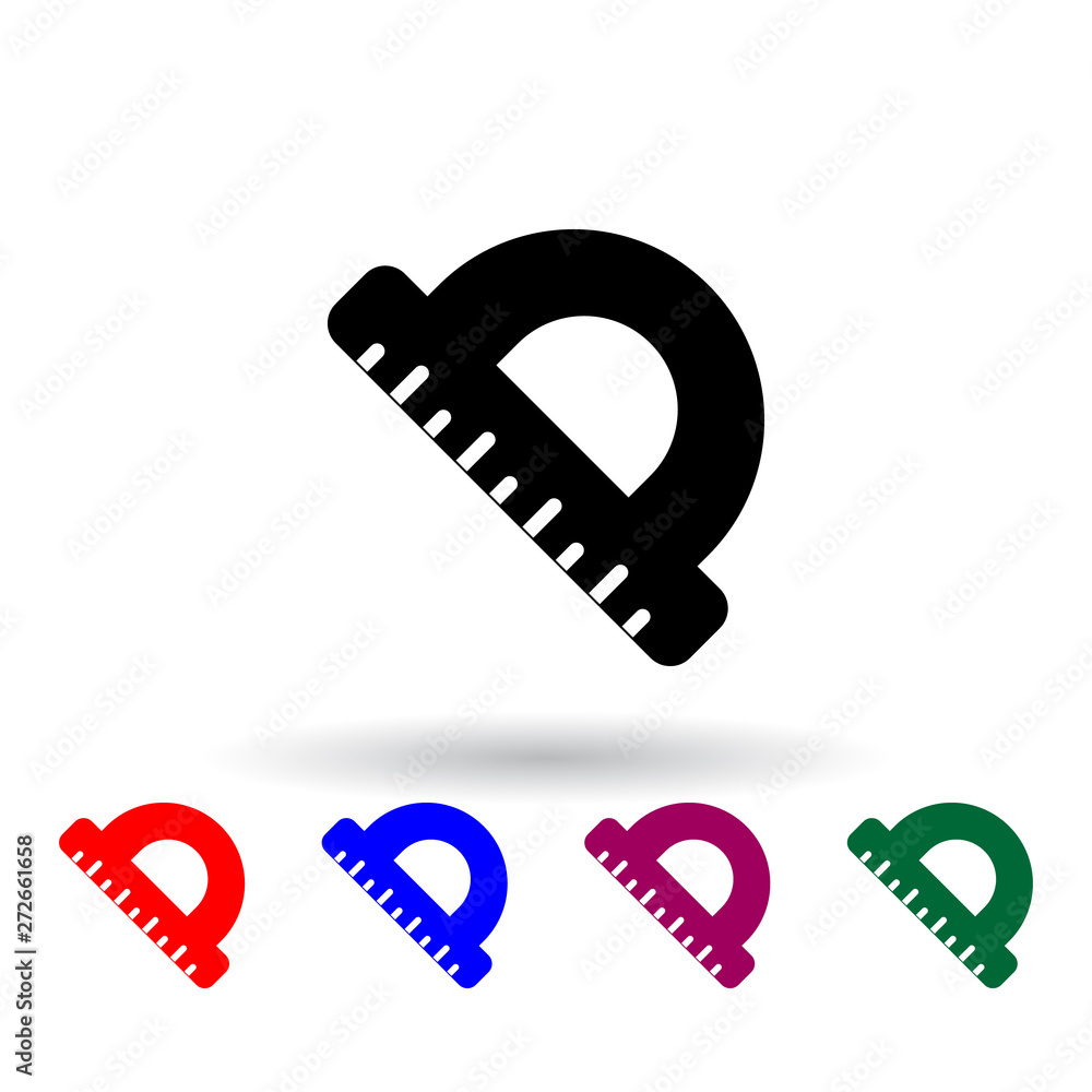 Poster protractor multi color icon. elements of art and painting set. simple icon for websites, web design,