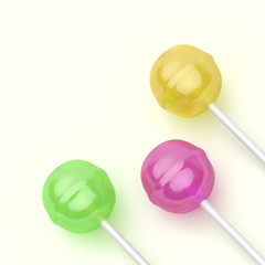 Three lollipops with different colors