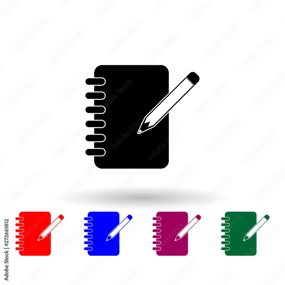 Poster notepad and pencil multi color icon. elements of art and painting set. simple icon for websites, web