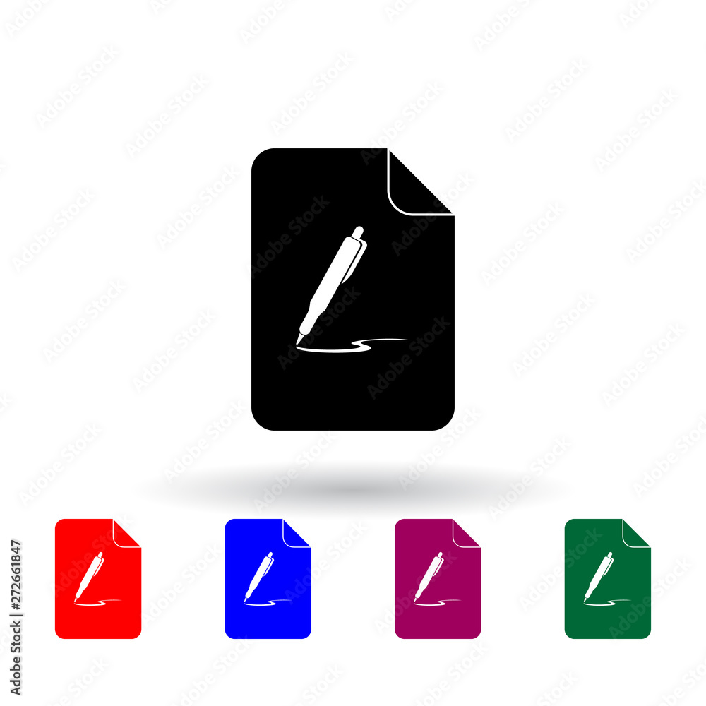 Poster paper and pen multi color icon. elements of art and painting set. simple icon for websites, web desi