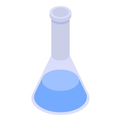 Blue chemical flask icon. Isometric of blue chemical flask vector icon for web design isolated on white background