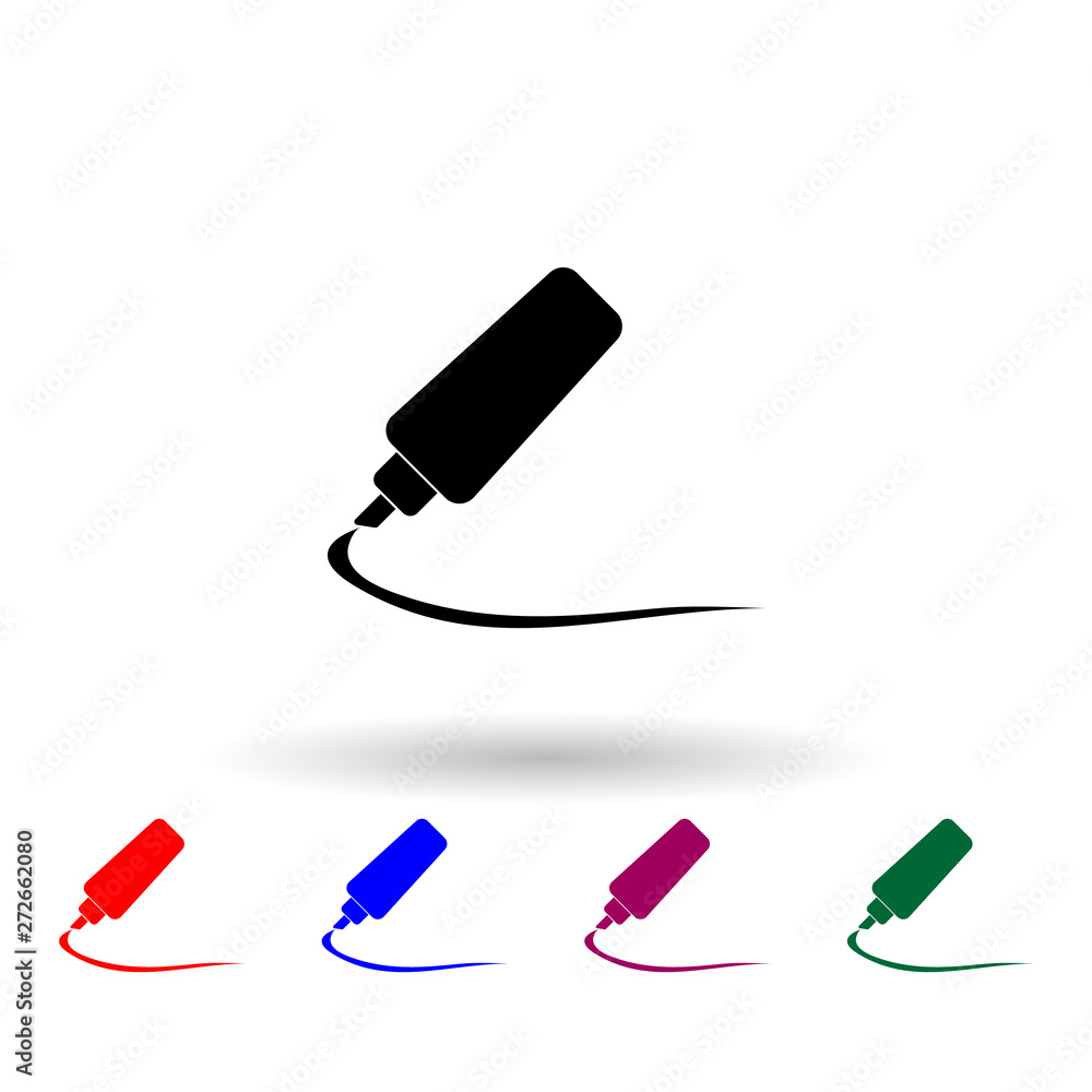 Poster felt-tip pen multi color icon. elements of art and painting set. simple icon for websites, web desig