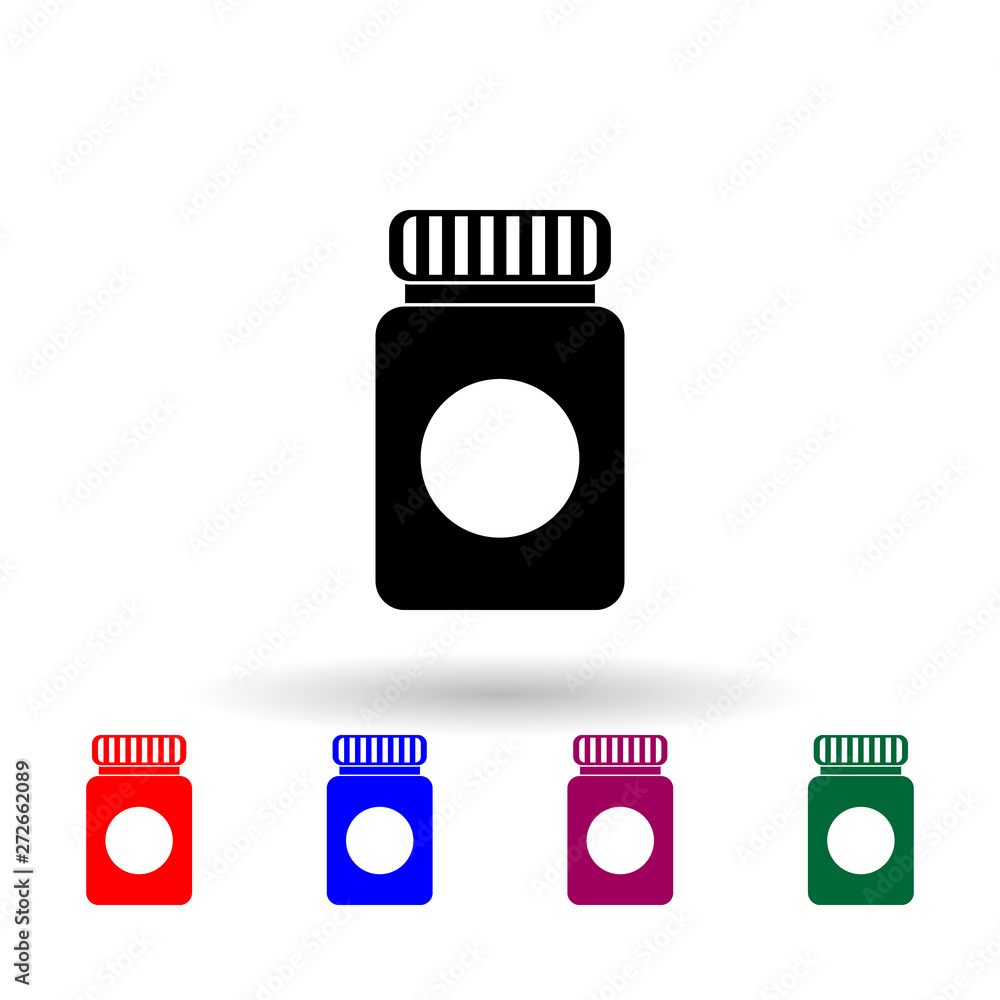 Poster bank of gouache multi color icon. elements of art and painting set. simple icon for websites, web de