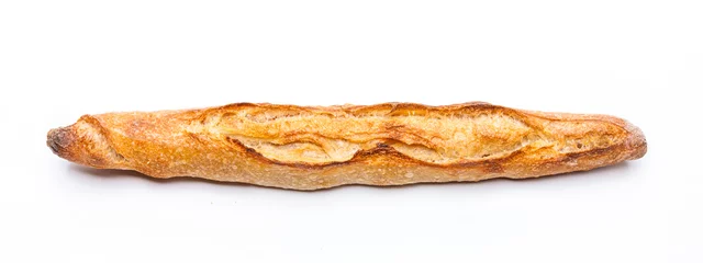 Fotobehang Französisches Baguette isoliert auf Weißem Hintergrund © by-studio