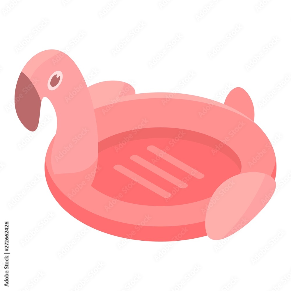 Poster inflatable flamingo icon. isometric of inflatable flamingo vector icon for web design isolated on wh