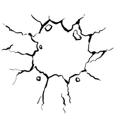hand drawn cracked glass,wall,egg,ground in cartoon doodle style vector illustration