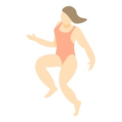 Girl in red swimwear icon. Isometric of girl in red swimwear vector icon for web design isolated on white background