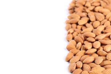 Almonds on white background