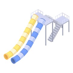 Water park pipelines icon. Isometric of water park pipelines vector icon for web design isolated on white background