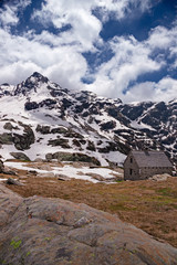 Fototapeta na wymiar Panoramic view of the Scaredi Alp, in the Valgrande park in Piedmont Italy.