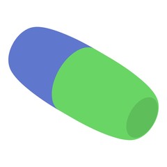 Blue green capsule icon. Isometric of blue green capsule vector icon for web design isolated on white background