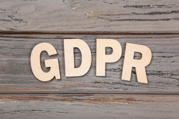 General Data Protection Regulation, GDPR on wooden table