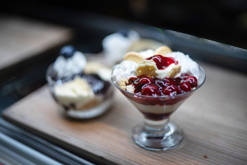 blueberry cheesepie in cup as background