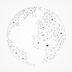 Global network connection concept, Abstract globe map