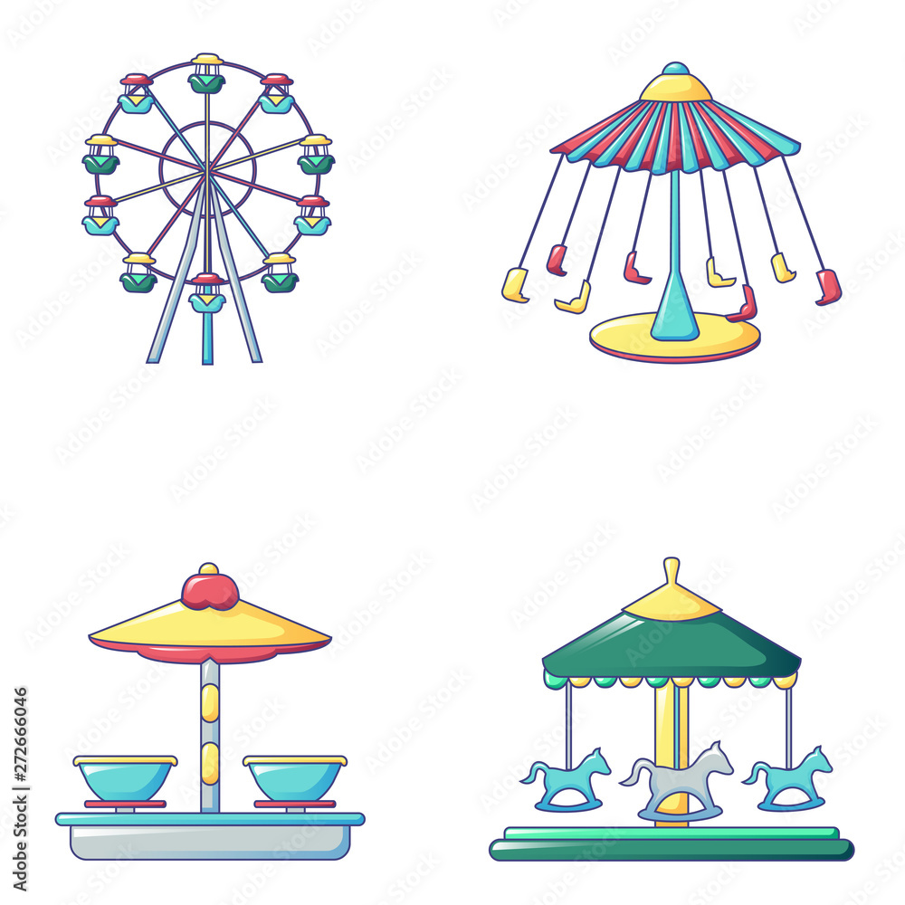 Poster carousel icons set. cartoon set of carousel vector icons for web design