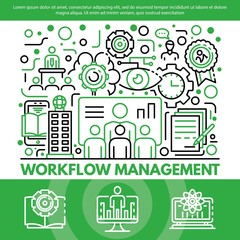 Workflow management concept background. Outline illustration of workflow management vector concept background for web design