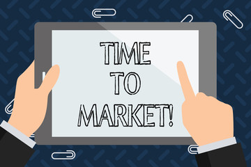 Text sign showing Time To Market. Conceptual photo Right moment for making financial movements stock exchange