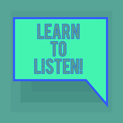 Conceptual hand writing showing Learn To Listen. Business photo text Able to understand what showing tells you be respectful Blank Deformed Color Round Shape with Small Circles