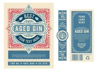 Vintage label with gin liquor design