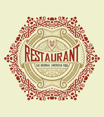 Logo template elegant with ornament lines. Sign for Restaurant or other business