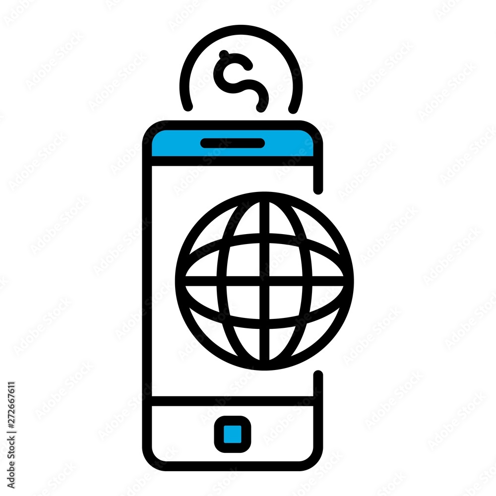 Poster web smartphone money icon. outline web smartphone money vector icon for web design isolated on white