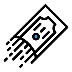 Flying money icon. Outline flying money vector icon for web design isolated on white background