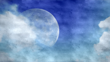 3D Rendering Illustration Of Moon Blue Sky Background