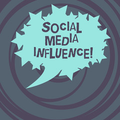 Word writing text Social Media Influence. Business concept for Individuals ability to affect others thinking Blank Oval Color Speech Bubble with Stars as Outline photo Text Space