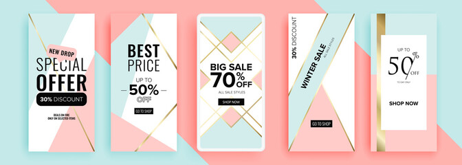 Trendy editable template for social networks stories, vector illustration. Design backgrounds for social media.