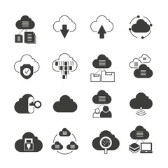 cloud computing and network icons set