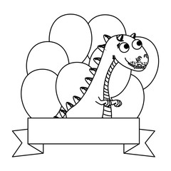 cute tyrannosaurus rex with balloons helium frame