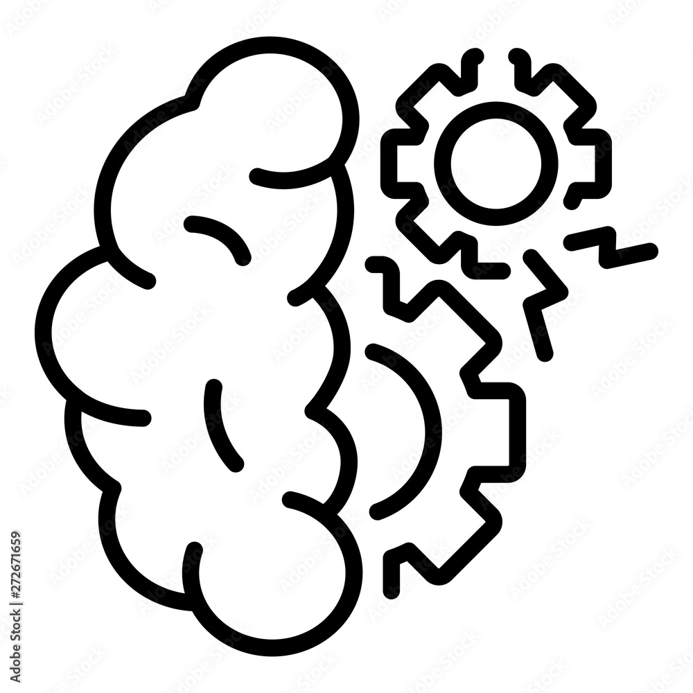 Poster gear brain icon. outline gear brain vector icon for web design isolated on white background