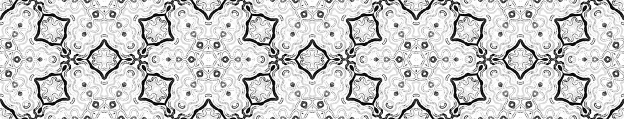 Dark black and white Seamless Border Scroll. Geome