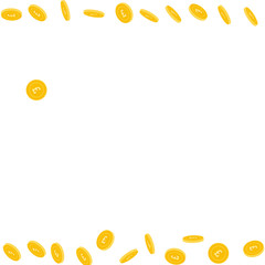 British pound coins falling. Scattered sparse GBP 