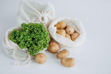 set products eco mesh white bag potatoes