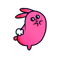 Jelly shy pink bunny. Funny stickers. Pink Bunny Stickers.