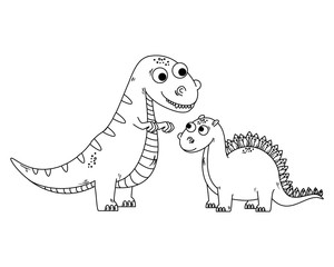 cute tyrannosaurus and diplodocus characters