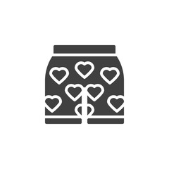 Panties with hearts vector icon. filled flat sign for mobile concept and web design. Men underpants with hearts glyph icon. Symbol, logo illustration. Vector graphics