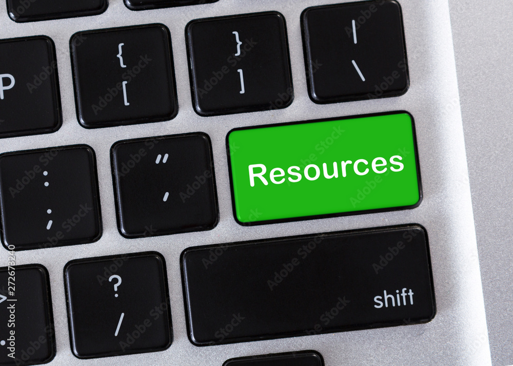 Aufkleber Green computer keyboard button with Resources word
