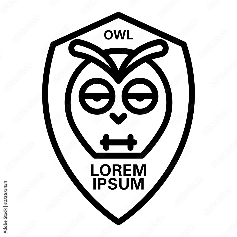Poster owl on shield icon. outline owl on shield vector icon for web design isolated on white background