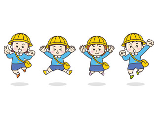 ジャンプする保育園児